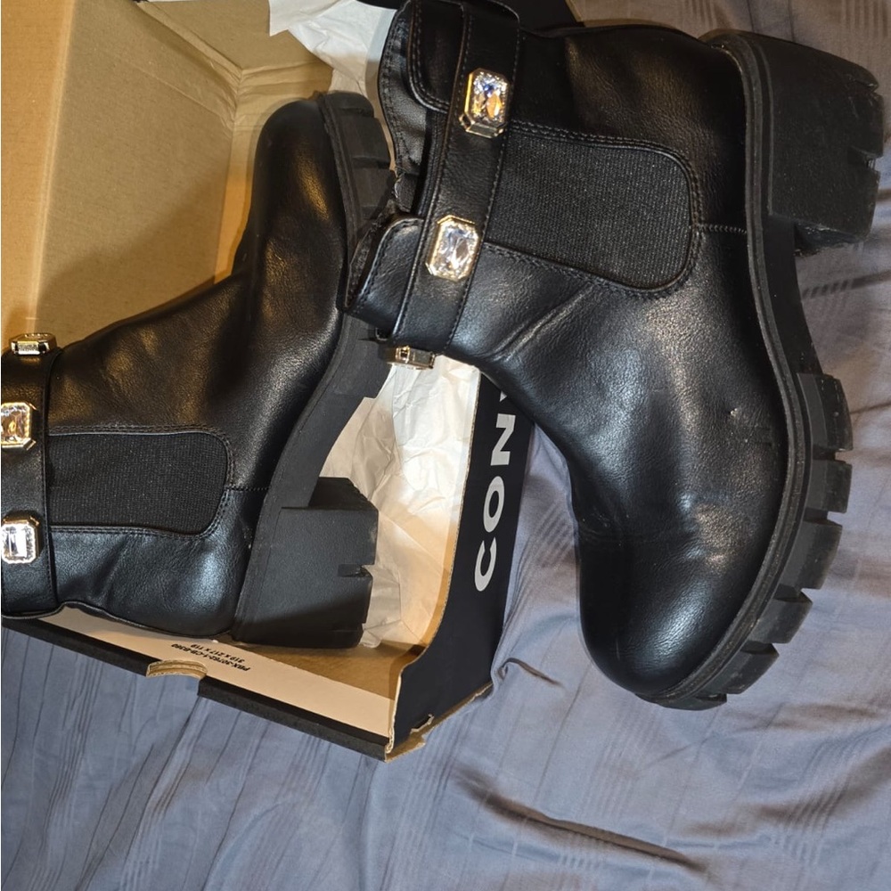 Black Ankle Boots with Embellishments